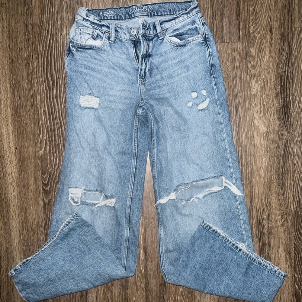 Arizona Distressed Low Rise Baggy Jeans, Women Size 5, 30inch